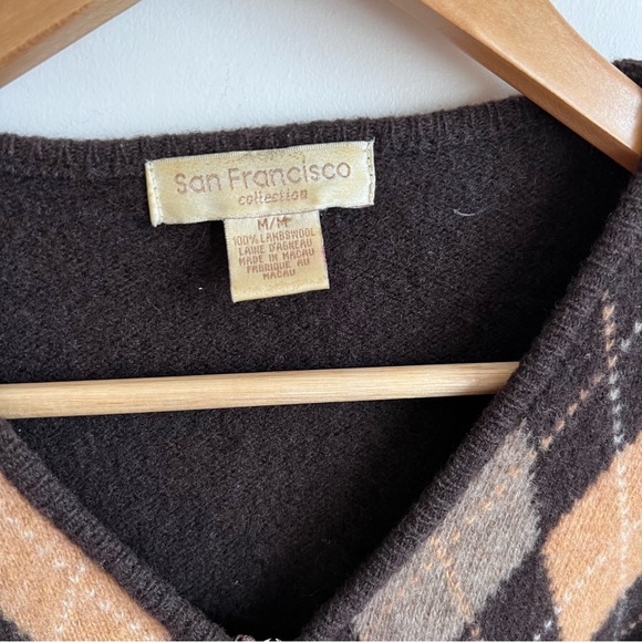 Vintage Wool Diamond Print Cardigan Zip Up Size M - Picture 2 of 5